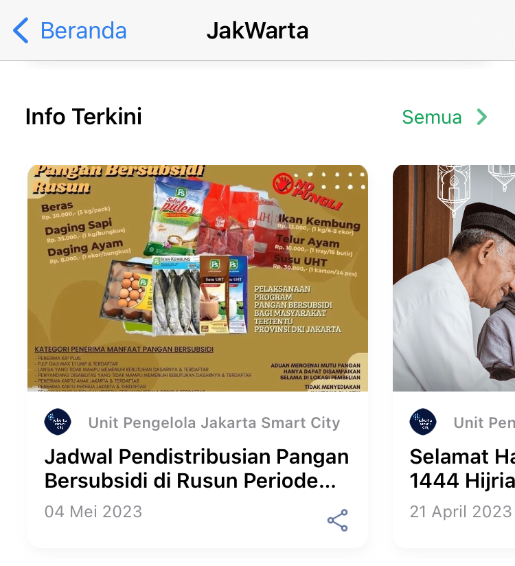 Slider Info Terkini memuat informasi yang diunggah langsung di JakWarta oleh Jakarta Smart City maupun OPD.