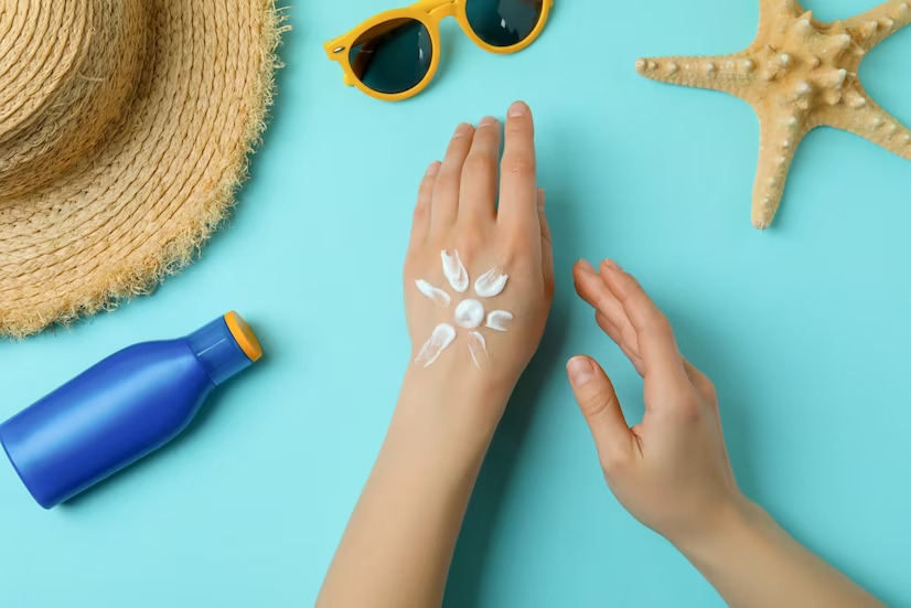 Facing hot weather by using sunscreen